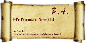 Pfeferman Arnold névjegykártya